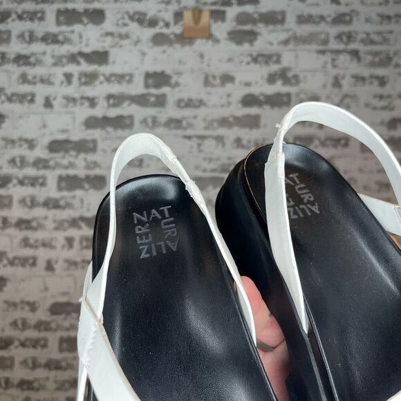 Naturalizer | women white striped jubalee sandals with black soles - Picture 5 of 8